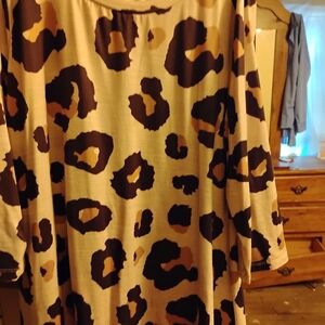 SHEIN Leopard Print Blouse - Black and Brown